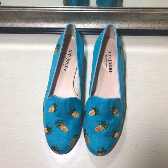 Jon Josef Pineapple Turquoise Linen Flat-5.5 - Picture 1 of 8